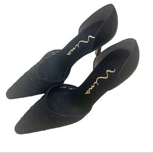 Nina Brand Dressy Black Jeweled Shoe in ladies size 7M w/3.5” heel